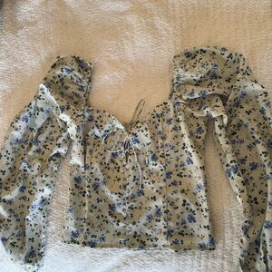 Abercrombie Puff Sleeve Sweetheart Blouse